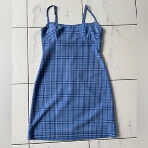 Sunday Best Blue Checkered Mini Dress